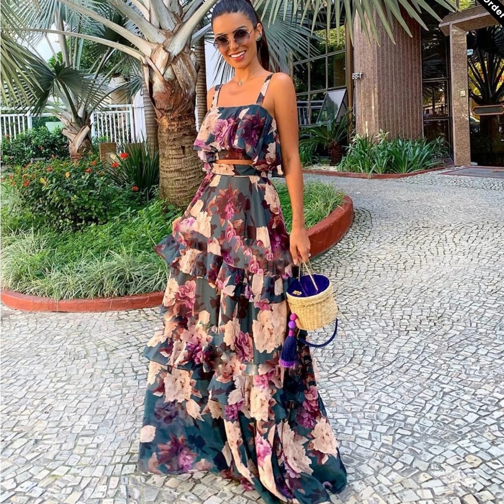 Floral Layered Maxi Skirt